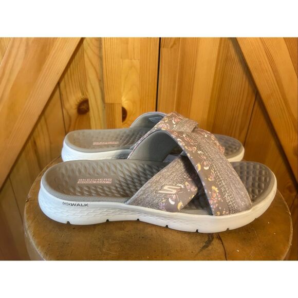 SKECHERS GO GO WALK FLEX 141441 SANDALS Size 8 butterflies - Picture 1 of 9